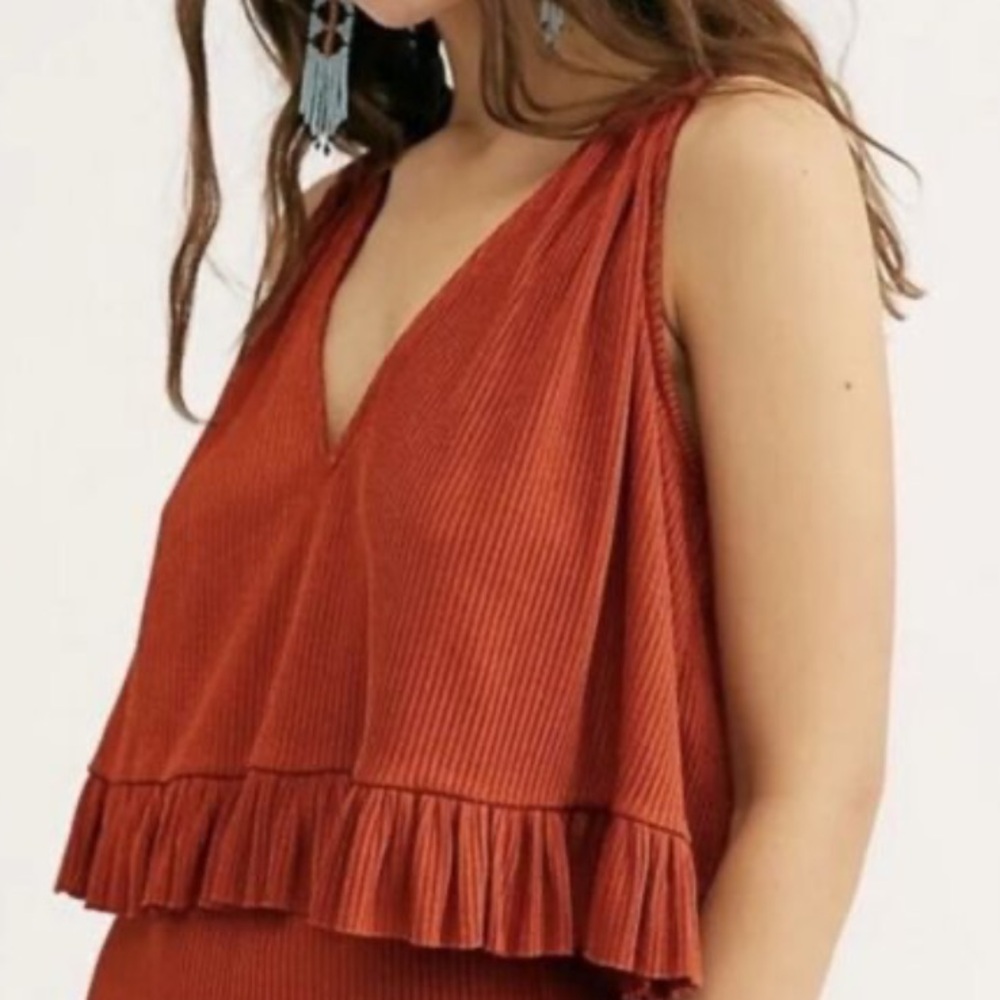 Free People Rust Orange Draped Tank Top XS